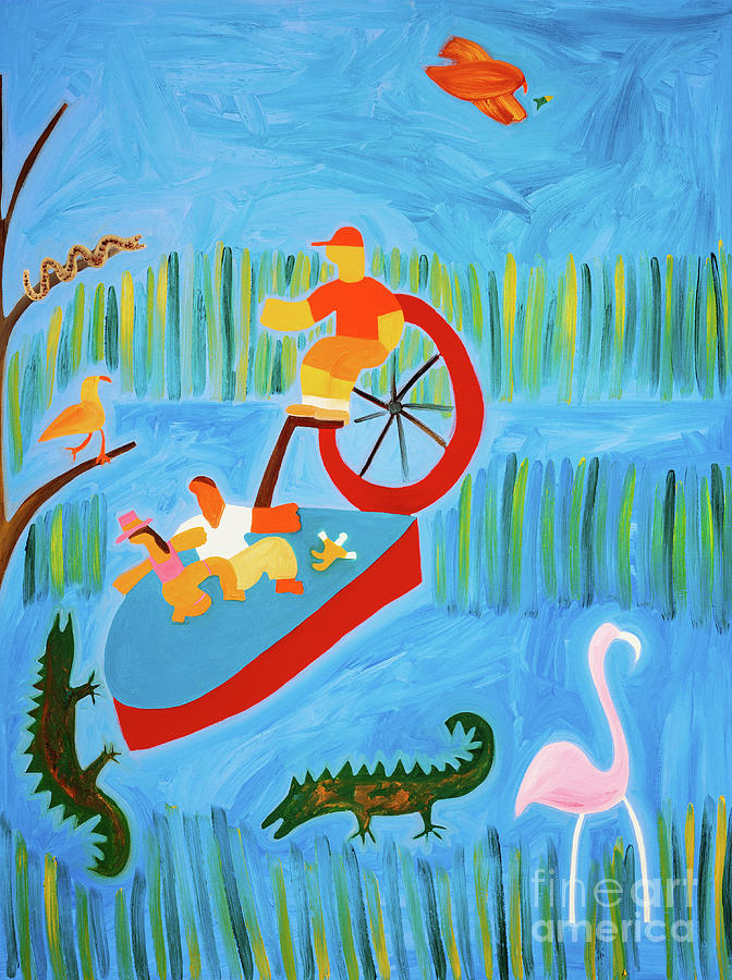 In Florida With The Crocodiles Painting by Cristina Rodriguez