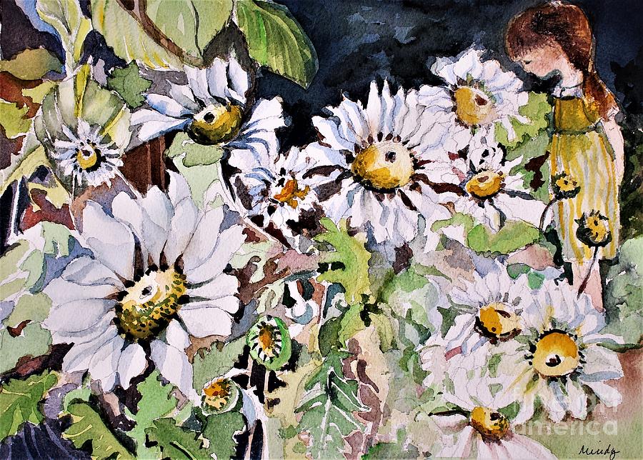In Her Daisy Garden Painting by Mindy Newman