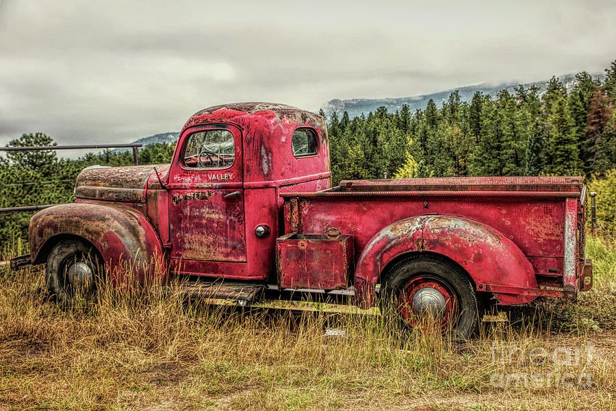 Red Truck In Peaceful Valley Photograph