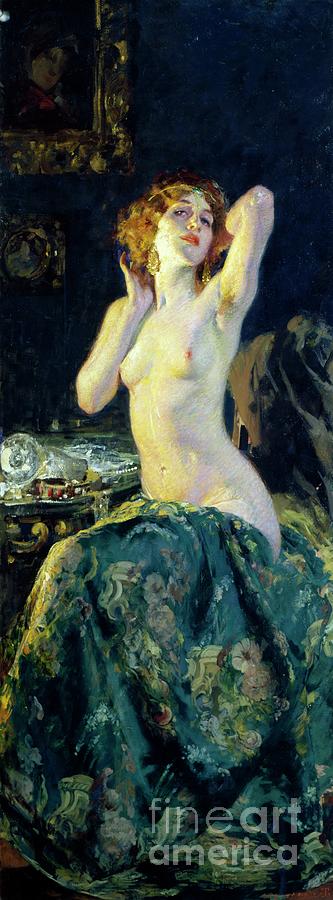 In Mirror, 1914 By Giacomo Grosso Painting by Giacomo Grosso