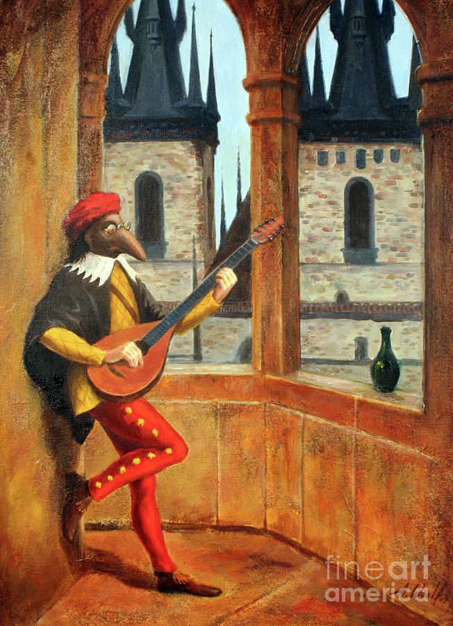 Prague Painting - In Song at Orloj by Anatol Woolf