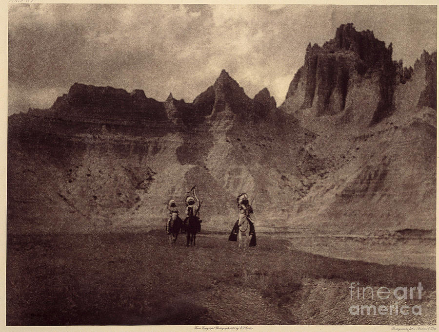 In The Badlands. This Amazing Image Was Made In Sheep Mountain, On The Pine Rige Reserve, Badlands, South Dakota. Photo Taken From Volume 3 Of Edward S. Curtiss Encyclopedia Photograph by Edward Sheriff Curtis