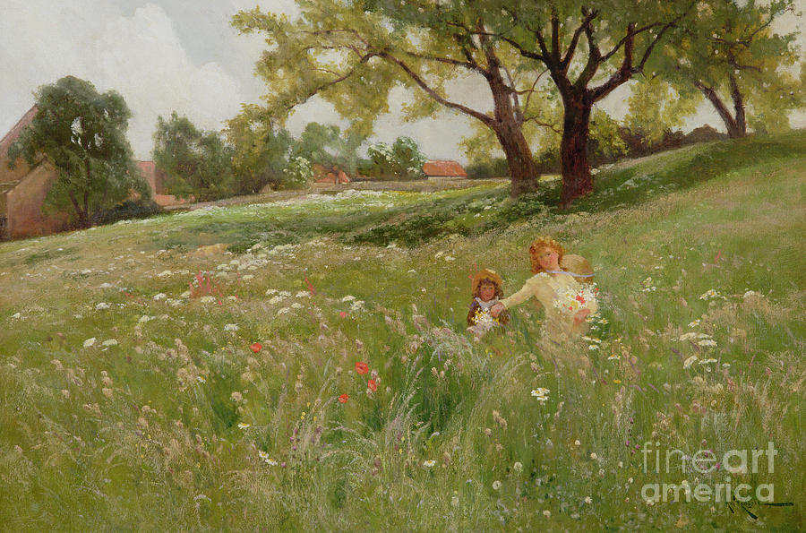 In The Fields Painting by Henry John Yeend King