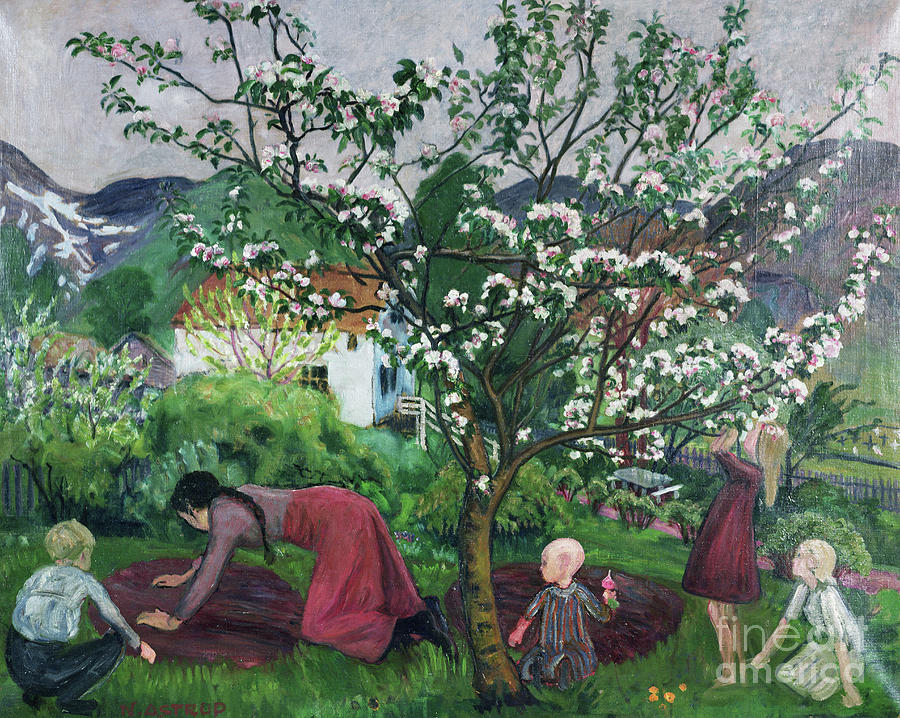 In The Garden By Nikolai Astrup Painting by Nikolai Astrup