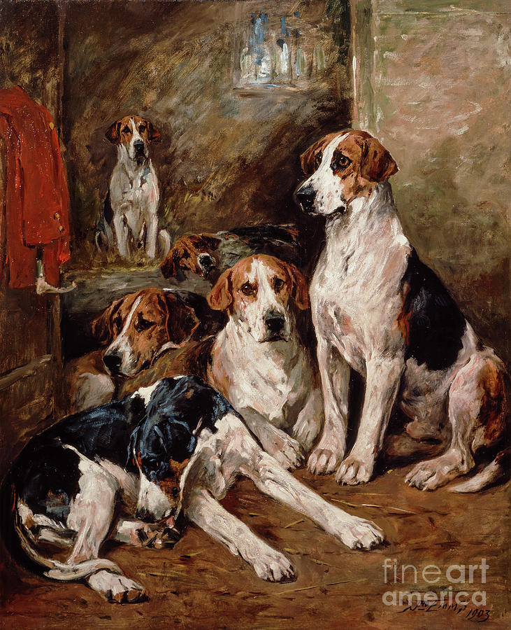 In The Kennel By John Emms Painting by John Emms