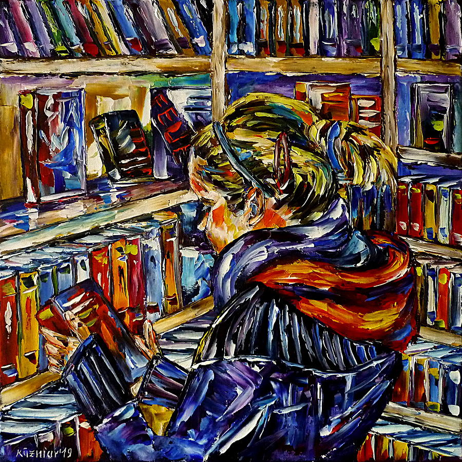 In The Library Painting by Mirek Kuzniar