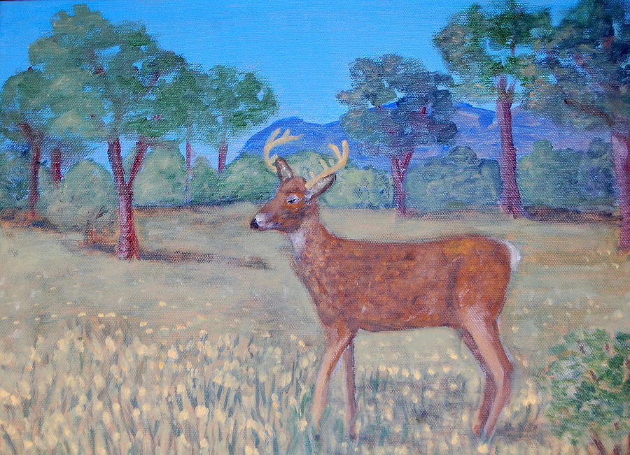 Deer Painting - In The Meadow by Silvia Roberts Deer Painting - In The Meadow by Silvia Roberts