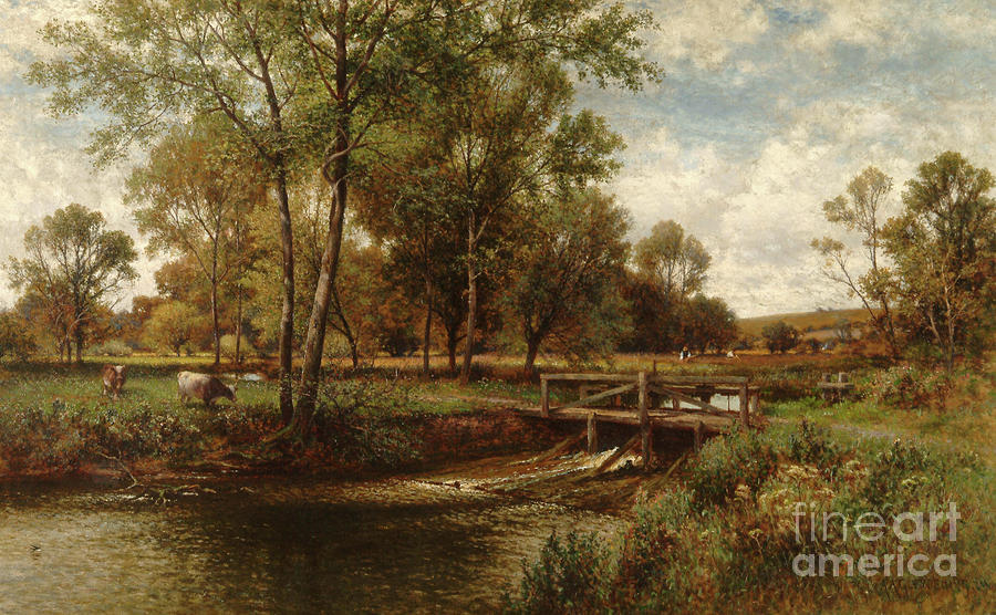 In the Meadows, Youngsbury, 1900 Painting by Alfred Augustus Glendening
