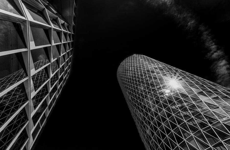 In The Mirror - The Westhafen Tower Photograph by Stephan Rckert