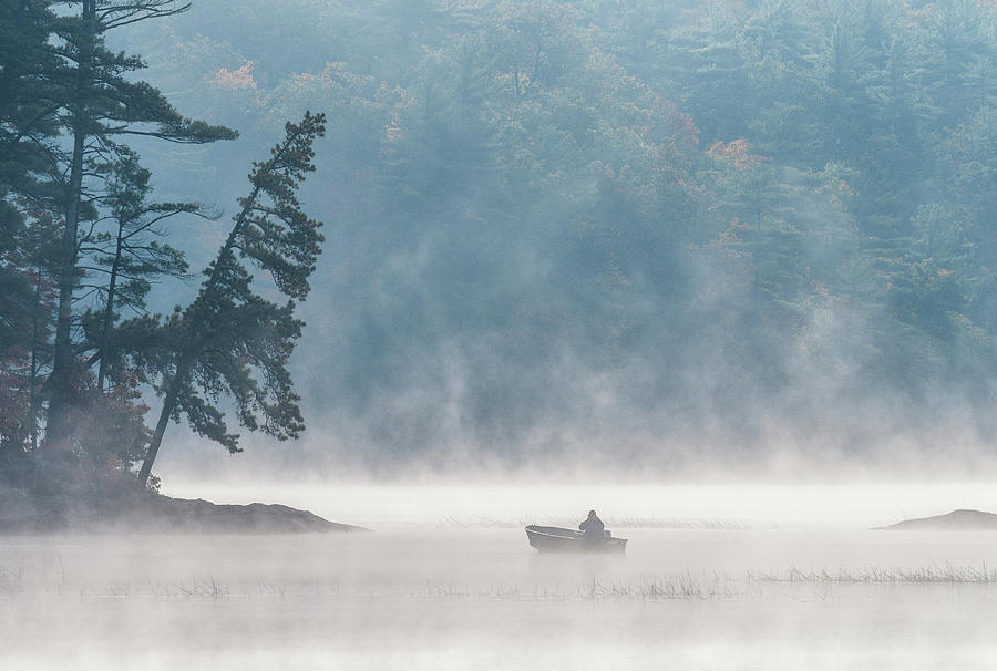 In The Mist, Massabesic Lake N H Photograph by Michael Hubley