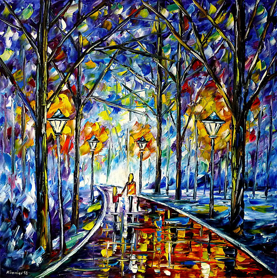 In The Park In The Evening II Painting by Mirek Kuzniar