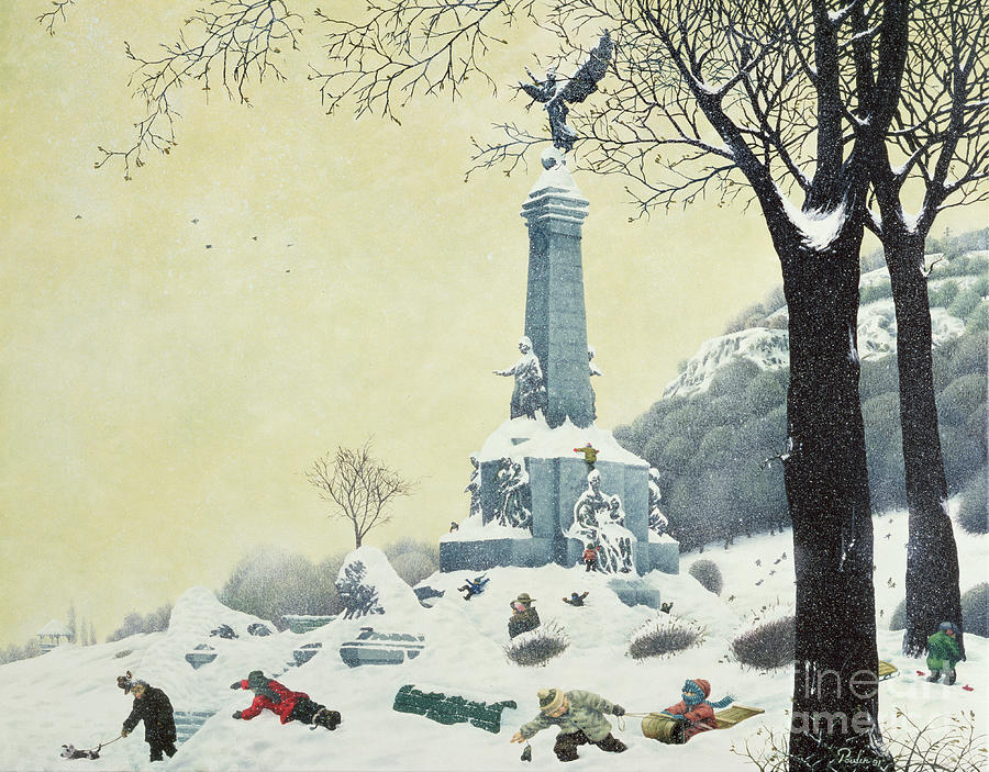 In The Park, Winter, From The Four Seasons In Quebec Painting by Stephane Poulin