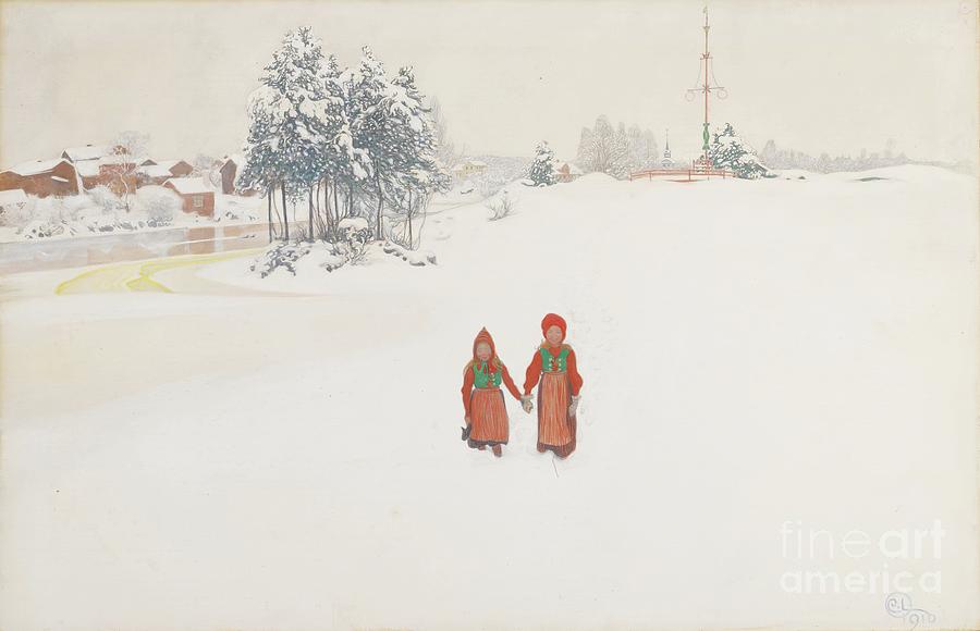 In The Snow, 1910 Painting by Carl Larsson