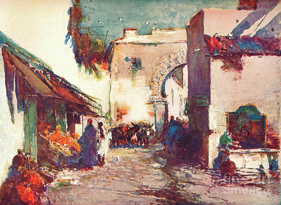 In The Street A Scene In Tangier Drawing by Print Collector