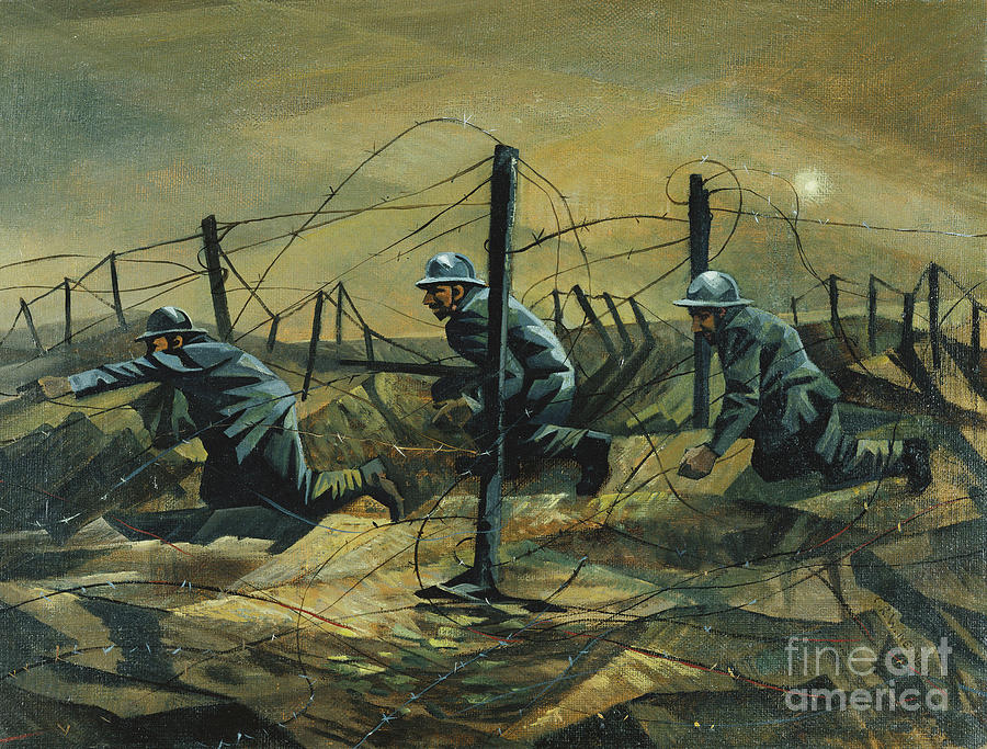 In The Trenches, 1917 Painting by Christopher Richard Wynne Nevinson