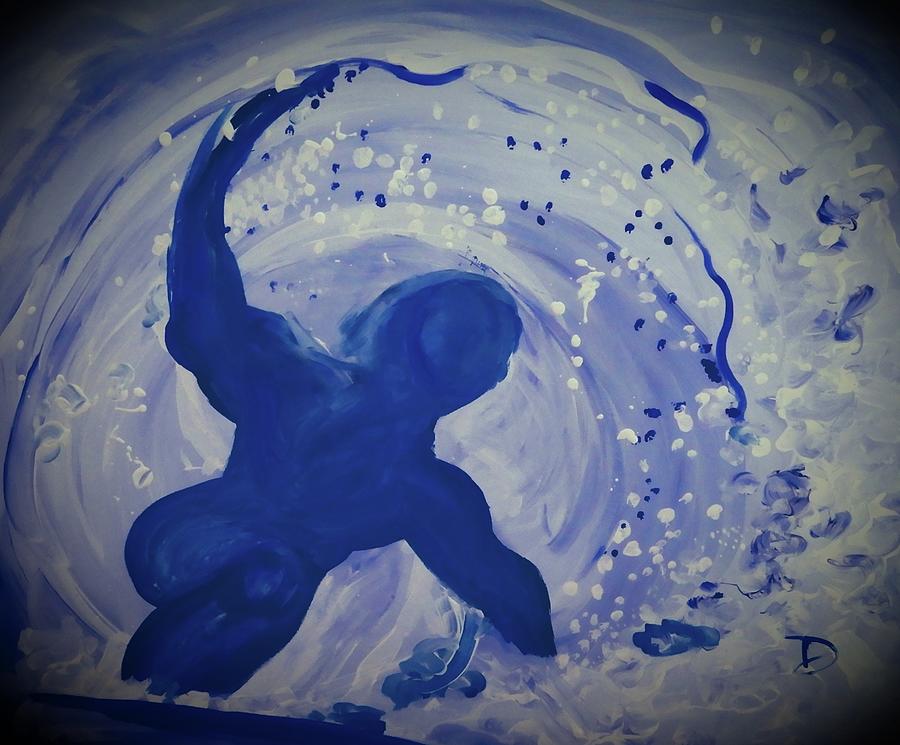 Beach Painting - In the Tube- Blue by Debora Lewis