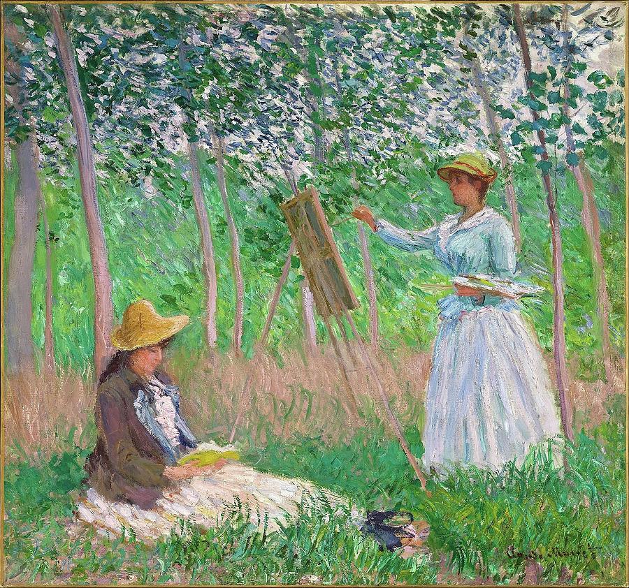 Claude Monet Painting - In The Woods At Giverny- Blanche Hoschede At Her Easel by Claude Monet