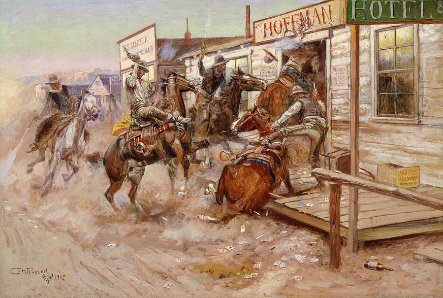 Charles Marion Russell Painting - In Without Knocking, 1909 by Charles Marion Russell