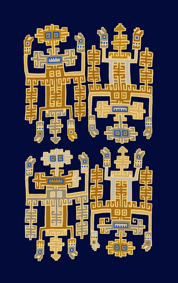 Inca Royalty Navy Digital Art by Vagabond Folk Art - Virginia Vivier