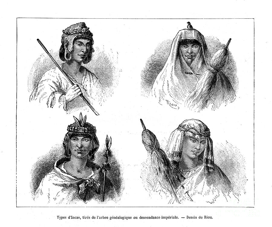 Inca Types, Peru, 19th Century. Artist Drawing by Print Collector