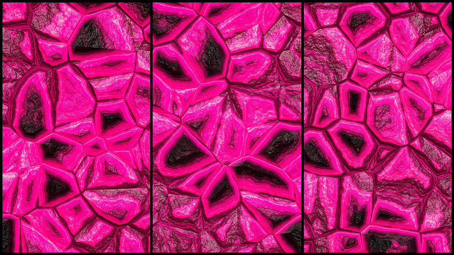 Incredible Pink Abstract Wall Triptych Digital Art by Don Northup