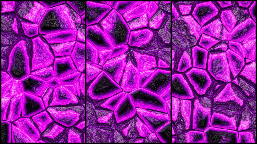 Incredible Purple Abstract Wall Triptych Digital Art by Don Northup