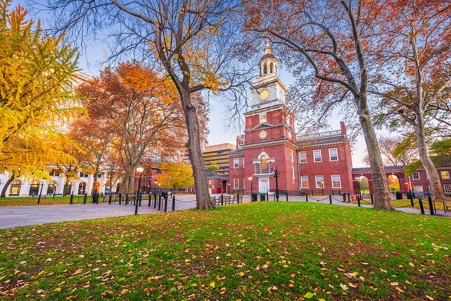 Philadelphia Photograph - Independence Hall During Autumn Season by Sean Pavone