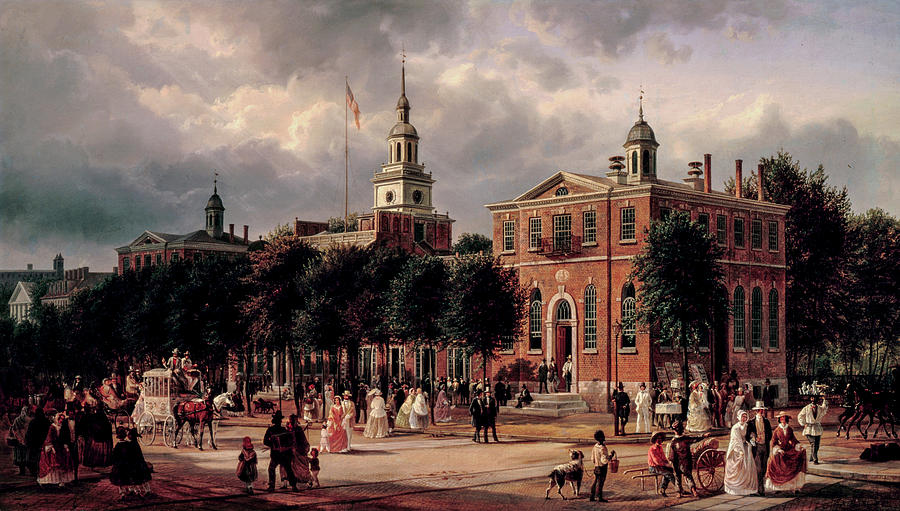 Independence Day Painting - Independence Hall in Philadelphia, 1863 by Ferdinand Richardt