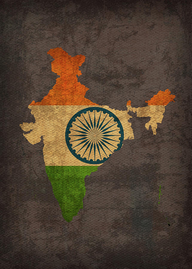 India Country Flag Map Mixed Media By Design Turnpike Pixels 