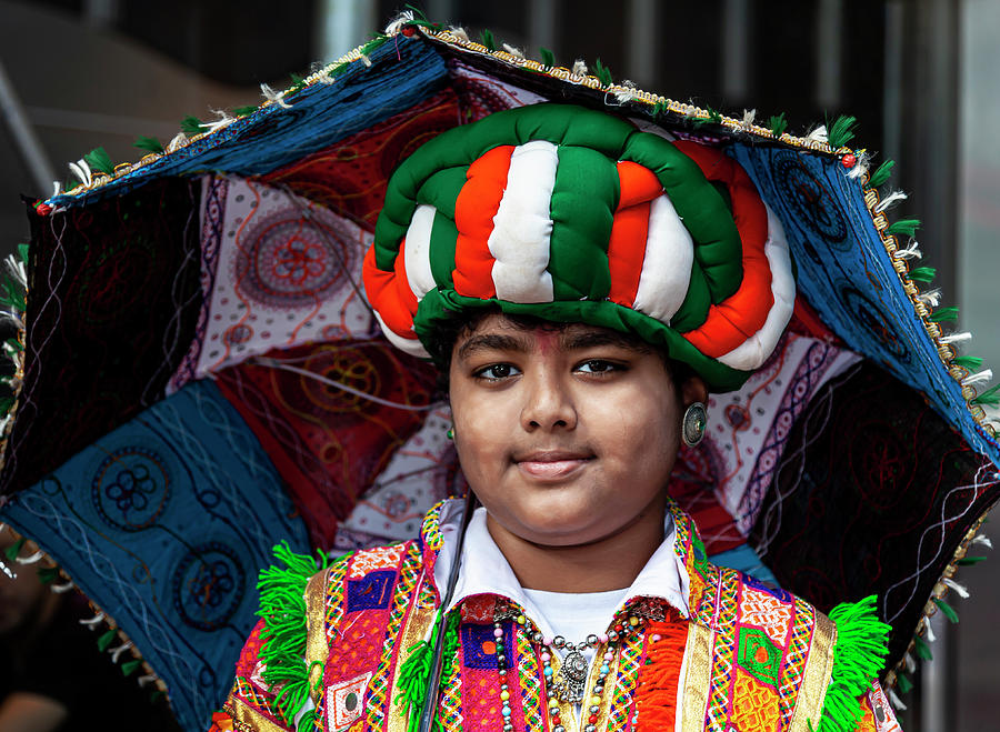India Day NYC 8_18_2019 Boy in Punjab Attire Photograph by Robert Ullmann