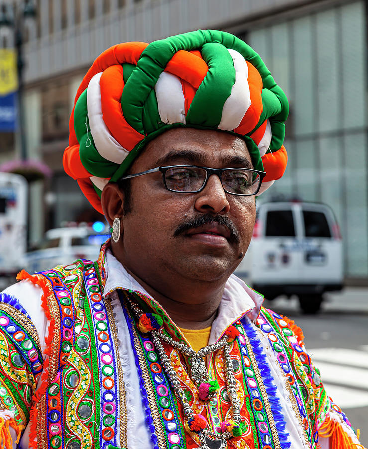 India Day NYC 8_18_2019 Man in Traditional Punjab Attire Photograph by Robert Ullmann