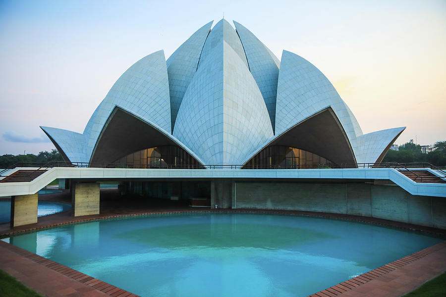 India, Delhi Metropolitan Area, New Delhi, The Lotus Temple At Sunset ...