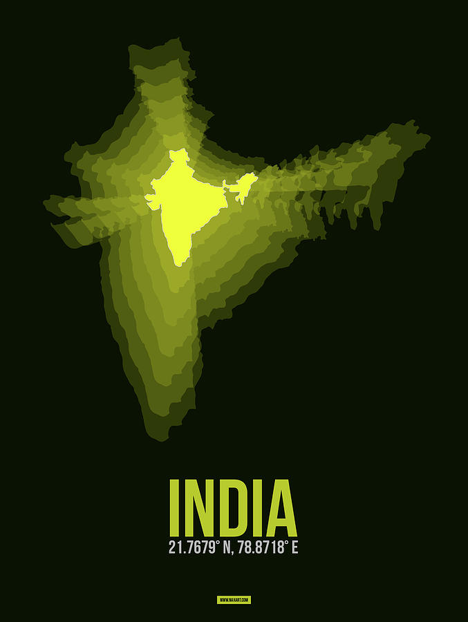 Map Digital Art - India Radiant Map 2 by Naxart Studio
