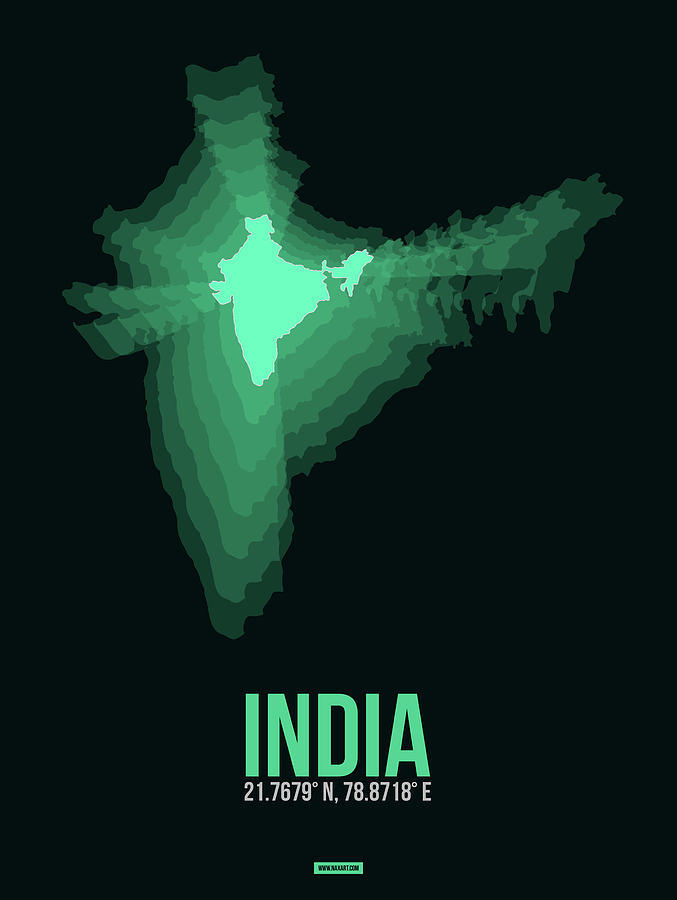 Map Digital Art - India Radiant Map 3 by Naxart Studio