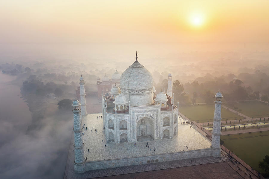 analog Arrangement alene India, Uttar Pradesh, Aerial View of Taj Mahal Photograph by Michele  Falzone - Fine Art America