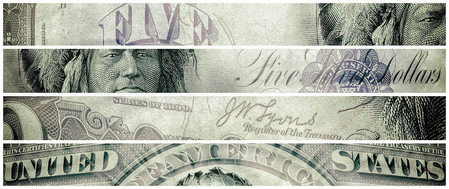 Indian Chief 1899 American Five Dollar Bill Currency Polyptych Artwork 2 Digital Art by Shawn OBrien
