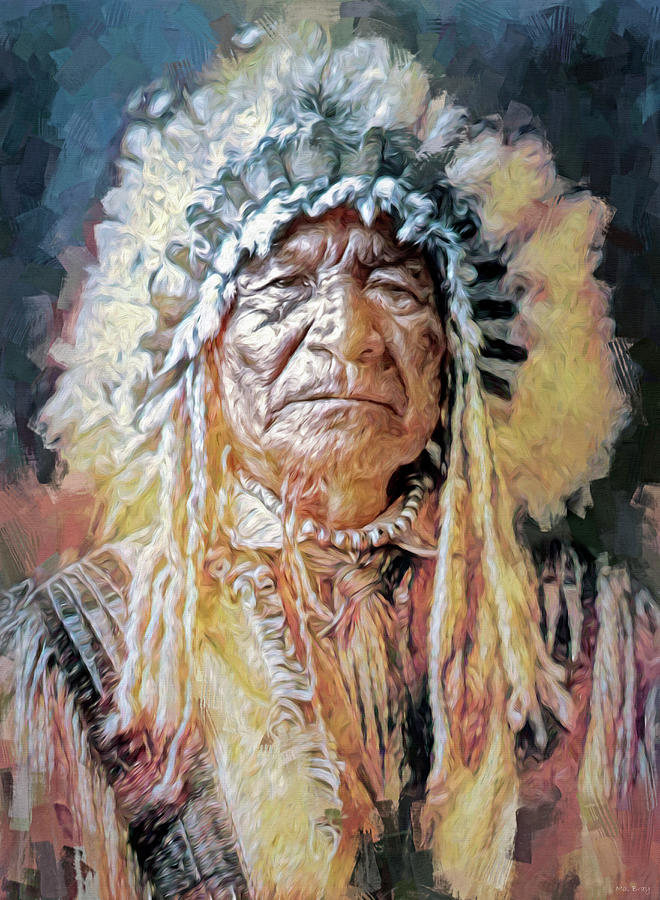 Indian Chief Mixed Media by Mal Bray