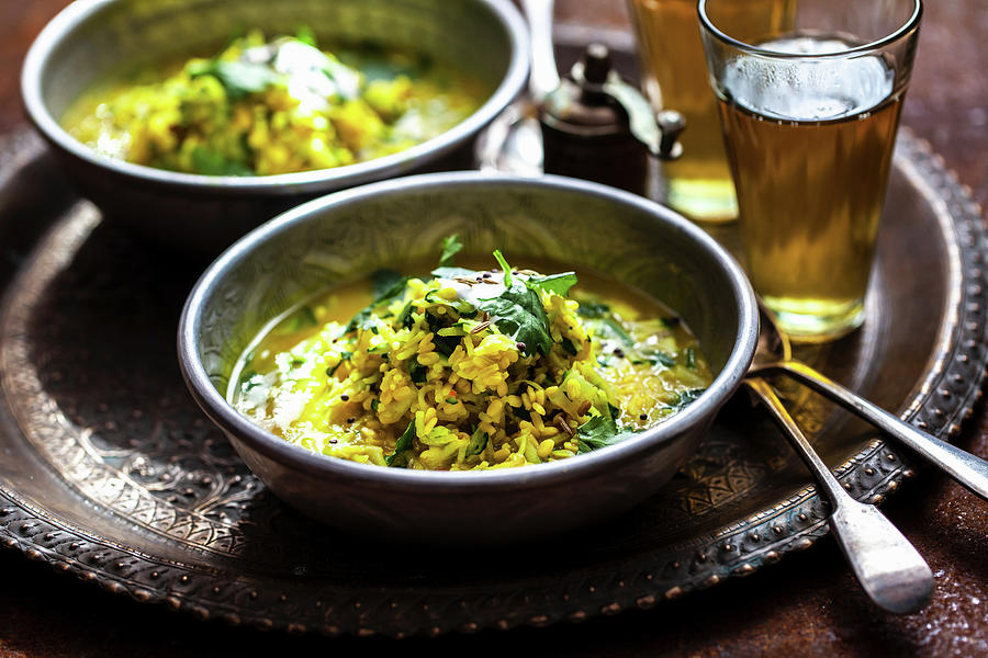 Indian Dal With Spinach, Coconut Oil, Courgette And Ginger Photograph by Lara Jane Thorpe