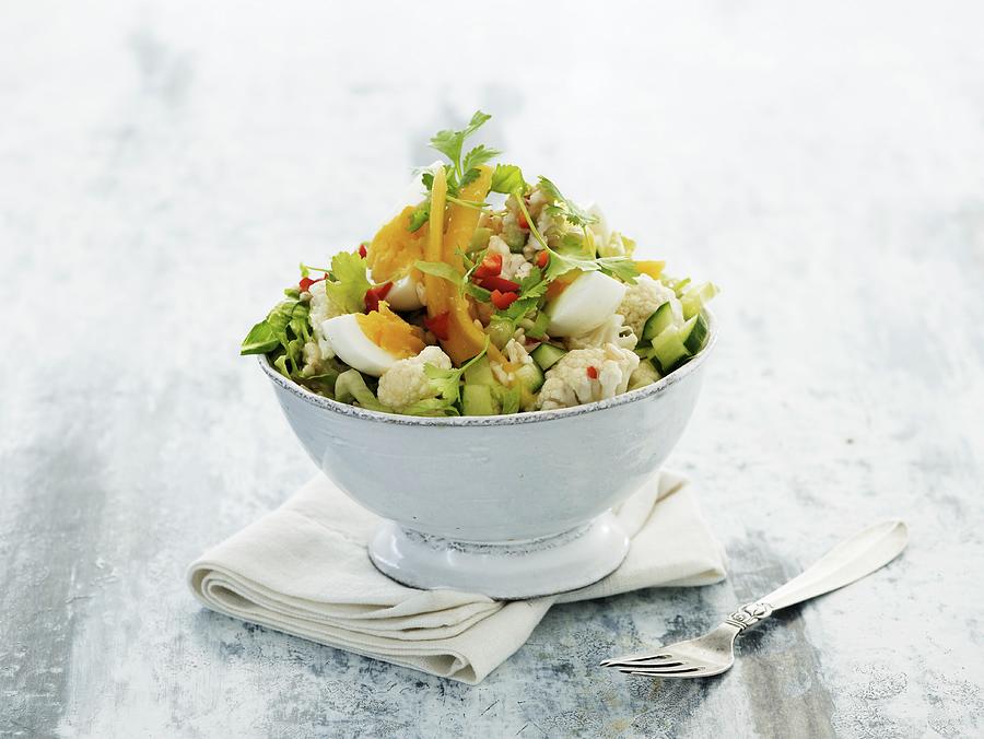 Indian Egg Salad With Cauliflower, Chili And Limes Photograph by Mikkel Adsbl