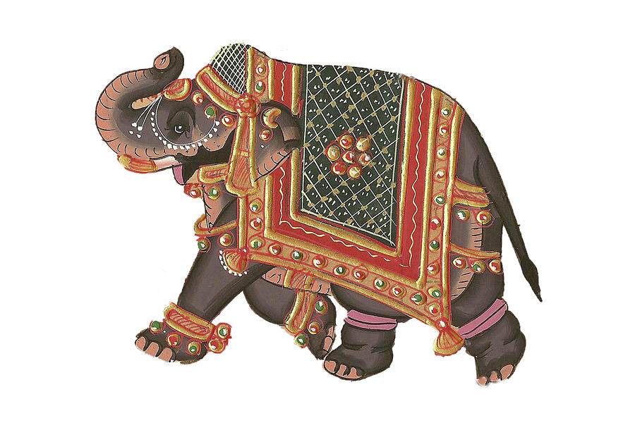Indian miniature painting of elephant Photograph by Steve Estvanik