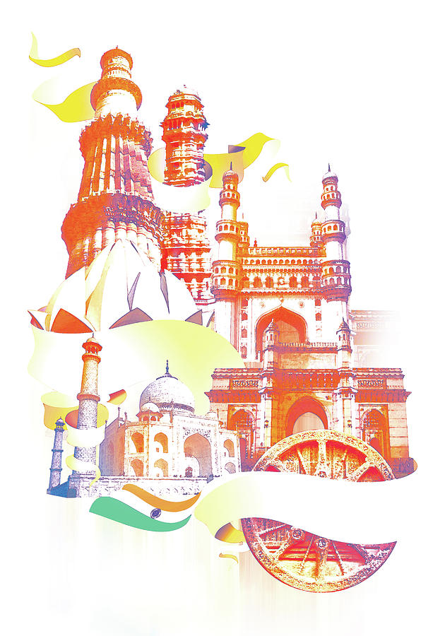 Indian Monuments Collage Digital Art by Anand Purohit