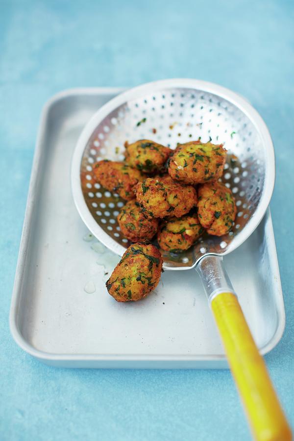 Cheese Photograph - Indian Panner Croquettes With Coriander by Clive Streeter