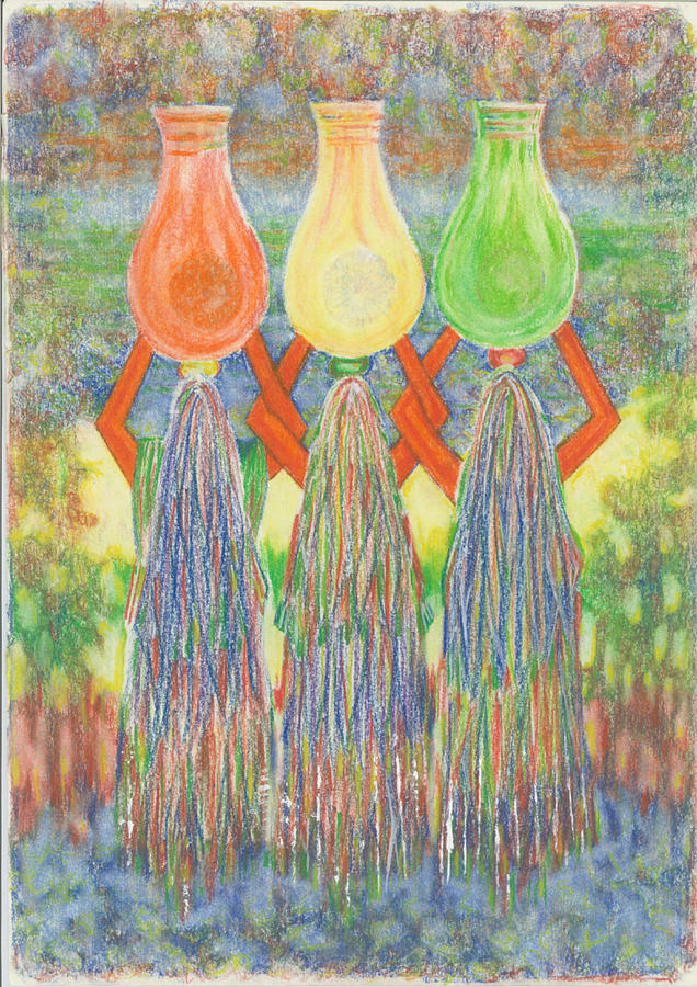 Indian Pot Carrying Sisters Pastel by Giovanni Caputo