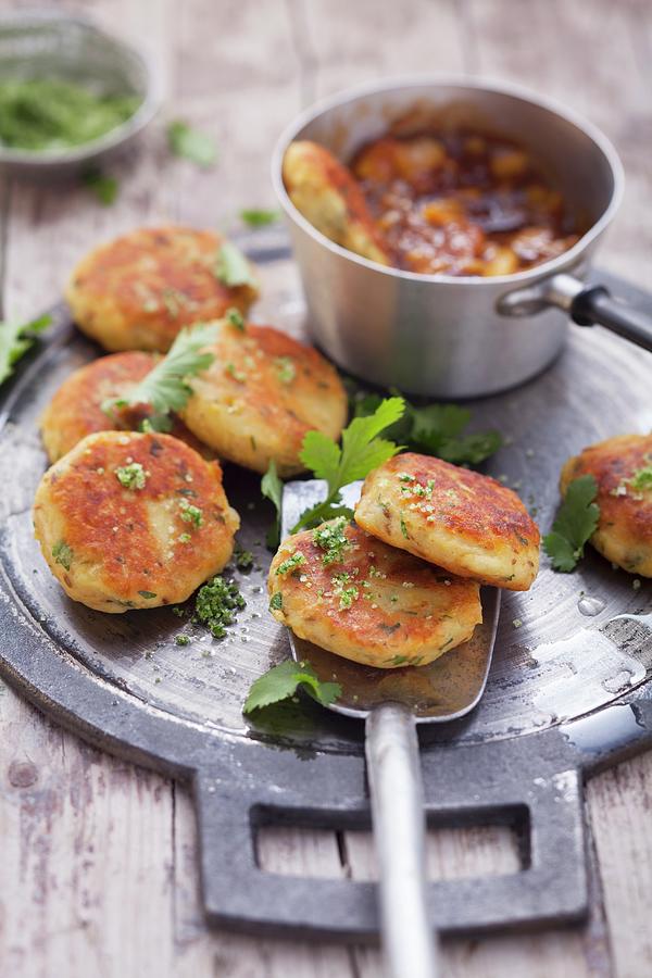 Indian Potato Cakes With Coriander Salt Photograph by Eising Studio - Food Photo & Video
