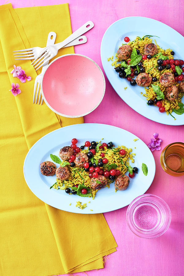Indian Rice Salad With Meatballs And Currants Photograph by Stockfood Studios / Andrea Thode Photography