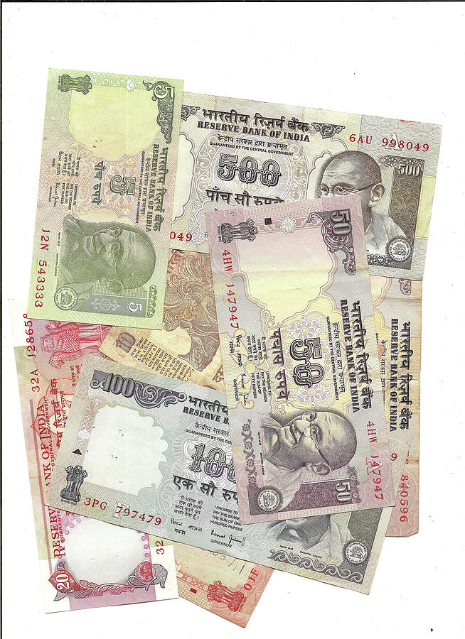 Indian rupee notes Photograph by Steve Estvanik