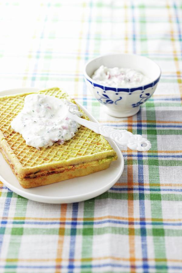 Indian-spiced Waffle With Dip Photograph by Atelier Mai 98