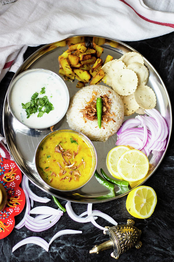 Indian Thali appetizer Plate Photograph by Niyati Nakra