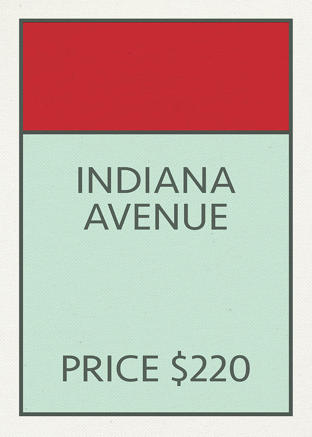 Vintage Mixed Media - Indiana Avenue Vintage Retro Monopoly Board Game Card by Design Turnpike
