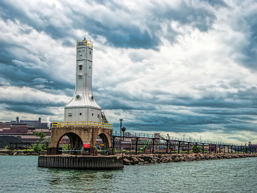 Architecture Photograph - Indiana Harbor East Breakwater Light by Phyllis Taylor
